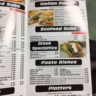 a menu for a restaurant
