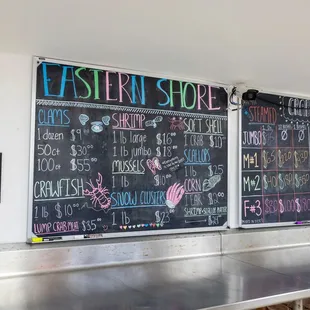 a menu on a blackboard