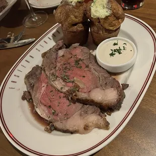 Saturday Prime Rib Special with Bone Marrow Pudding Popover and Horseradish Sauce