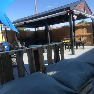 Sweet patio with water misters.