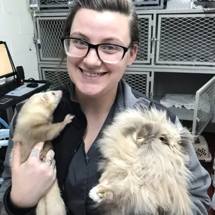 Vet tech: Tara with two of our patients