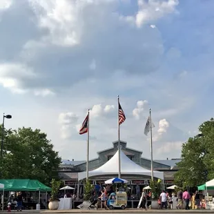 tents and people walking around