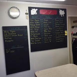 Chalk board menu. Prices will vary