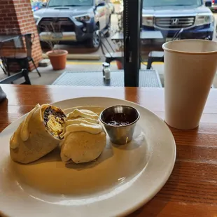 Cap SUP burrito at the counter by the front window.