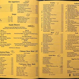 Eastside Chef Menu, Printed February 2023.