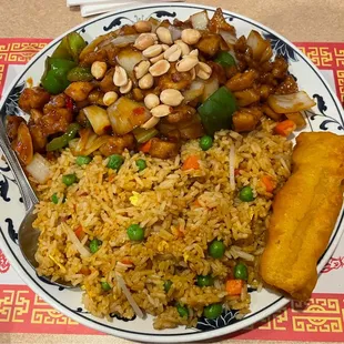 Kung Pao chicken dinner combination plate