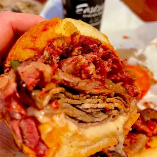 Number 7! Soooo good. Pepper beef and pastrami with red sauce