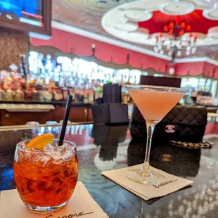 two cocktails on the bar