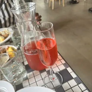 Mimosas with cranberry.