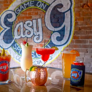 a variety of drinks