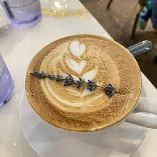 Lavender latte. I love a good lavender latte. Anytime it's on a menu, it's a must try!