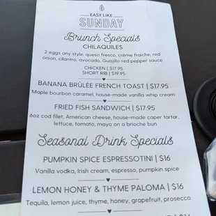 menu