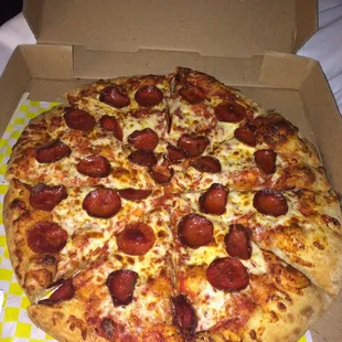 Delicious, cheesy pepperoni pizza !!