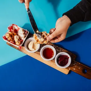 Be sure to start off with our signature Waffle Flight