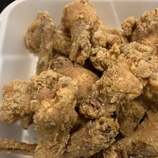 fried chicken in a styrofoam container
