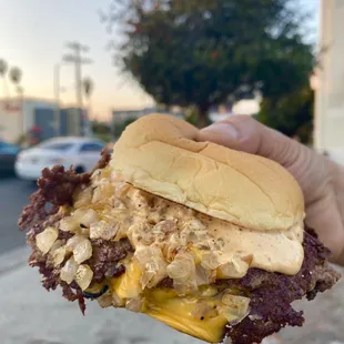 Double Smash Burger with grilled onions
