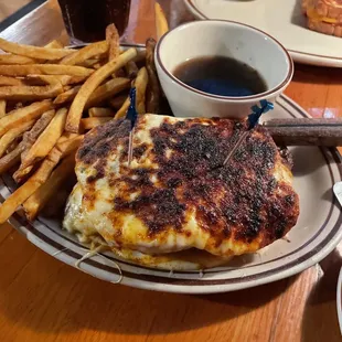 French onion sandwich and fries