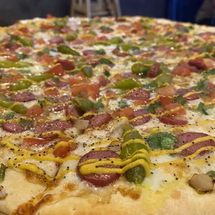 Chicago Hot Dog pizza