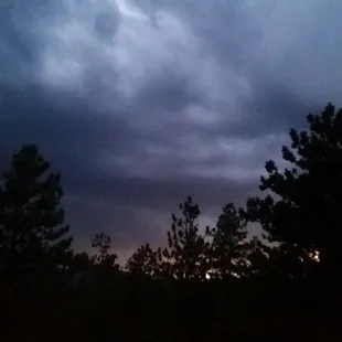 Sunset from the deck and a storm passing through.