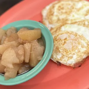 Eggs and fried apples