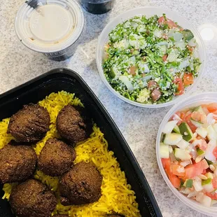Falafel with tabouleh &amp; Aladdin carryout