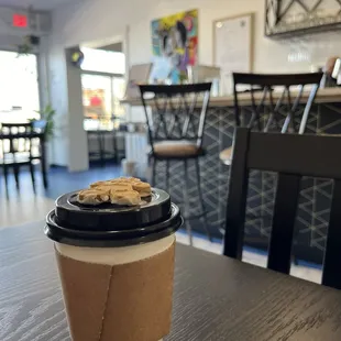 Gingerbread latte with a wee little cookie