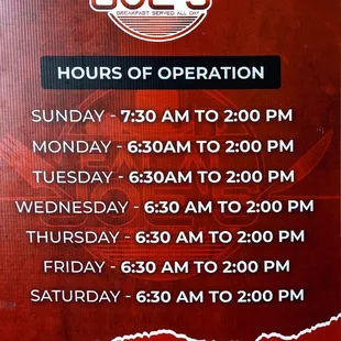 Hours of operation