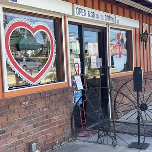 Decorating the windows for Valentine's Day
