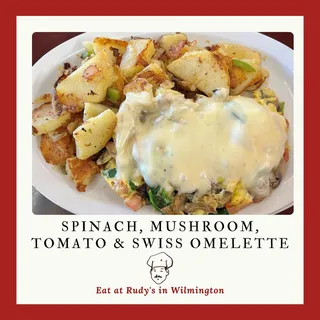 Spinach, Mushroom, Tomato and Swiss Omelette