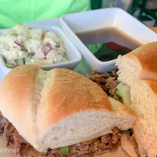 French Dip with potato salad