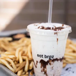 Chocolate shake and fries