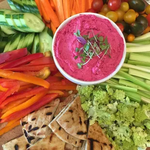 Beet and Veggie Hummus Plate