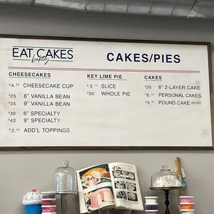 a menu on the wall