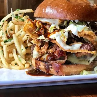 BBQ Burger with Parmesan Truffle Fries