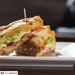 Simple Grilled Cheese on Texas Toast with Tomato and Avocado