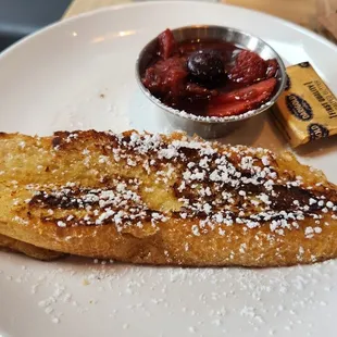 Add-on French Toast - a single tiny slice from a French baguette. Although small, it tasted great.