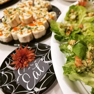 Roasted Garlic Shrimp Bibb Cups &amp; Buffalo Chicken Pinwheels