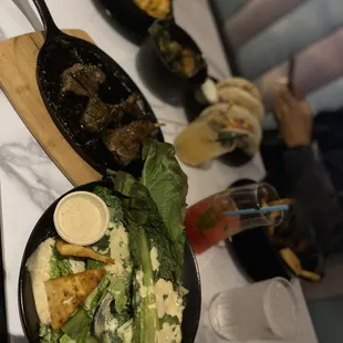 Lamb
 Cesar kale salad
 Mac n cheese
 Tacos 
 Mussels