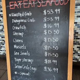 Seafood Menu $$