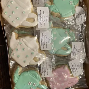 a box of decorated cookies