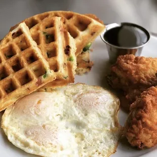 Fried Chicken and Bacon Jalapeno Waffles