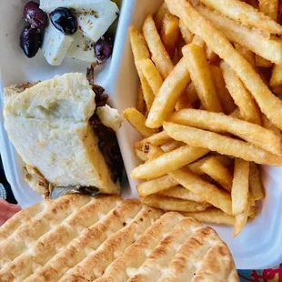 Eat Greek -- moussaka / yucky batter dipped fries