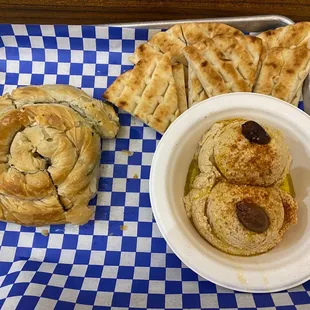 Spanakopita and Hummus Dip