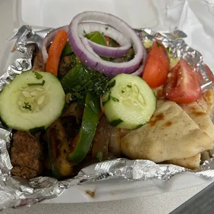 Create Your Own Rice Bowl  - grilled chx add fresh veggies add banana and hot peppers and feta