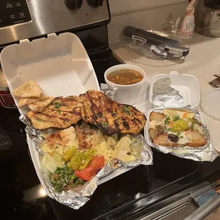 Chicken Lemonato Side of Lemon Potatoes.