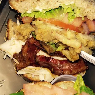 Turkey club w/side of soft shell crab ($8.99 + $6.99)!