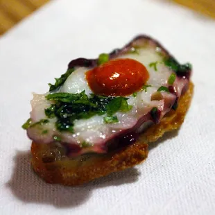 Special Event Featuring Spanish Wines paired with EAT's dishes:  Tako Crostini with Spanish Olives &amp; Sweet Pepper Puree
