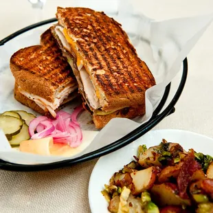 ECF Panini and a side of Brussels, SS Bacon and Potatoes