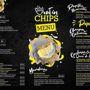 the menu for the restaurant