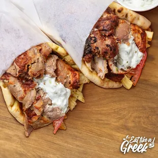 a pita sandwich and fries